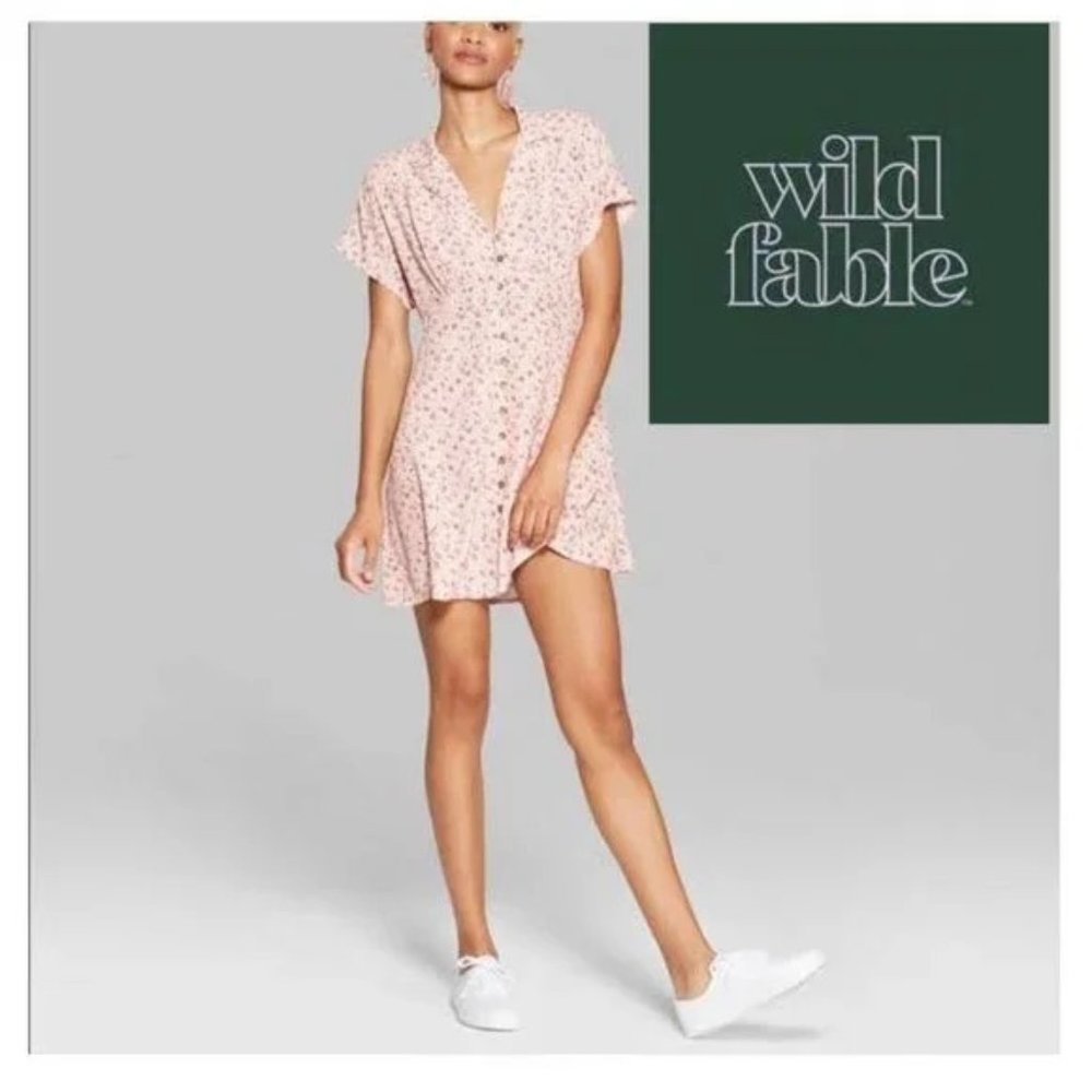 Wild Fable Pink Floral Button short Dress 2X